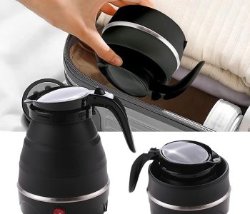 71thkqZfJVL._SX679_ FUMATO Portable Kettle for Travel 600ml | Portable Electric Kettle for Hot Water- Stainless Steel Base, Food Grade Silicone Body & Leak-Proof Design | 600W Portable Electric Kettle for Travel- Black