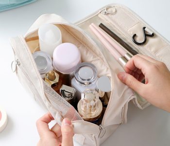 Wolpin Toiletry Bag for Travel Toiletry Kit Cosmetic Makeup Pouch Organizer Foldable Multifunction Portable Brush_Shaving Kit_Medicine Holder Bag for Men’s & Women’s Waterproof (Beige)15 cms0 Wolpin Toiletry Bag for Travel Toiletry Kit Cosmetic Makeup Pouch